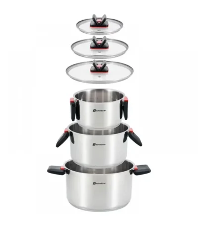 Set 3 oale inox cu capac Schmitter