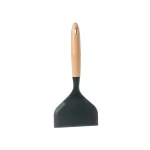 Spatulă silicon lată cu mâner din lemn, 26.5 x 11.7 cm