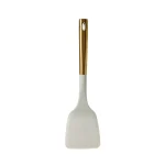 Spatulă silicon lată cu mâner din metal auriu, 35 x 10 cm
