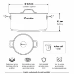 Dimensiuni cratiță profesională inox Schmitter 32 cm, 10 L
