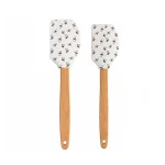 Set spatule silicon cu mâner din lemn