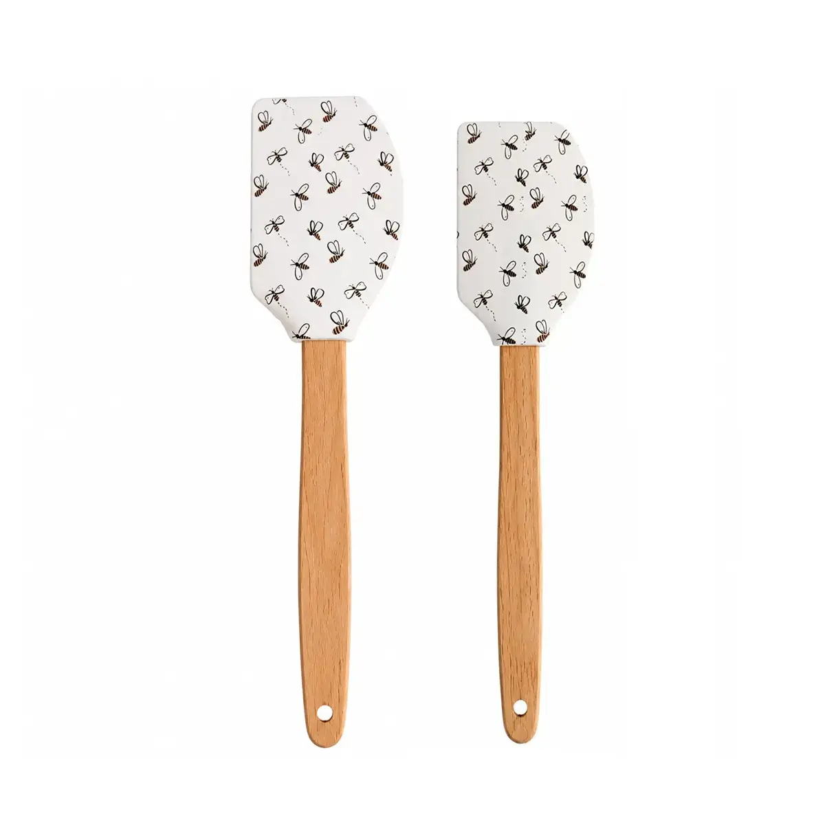 Set spatule silicon cu mâner din lemn Set spatule silicon cu mâner din lemn